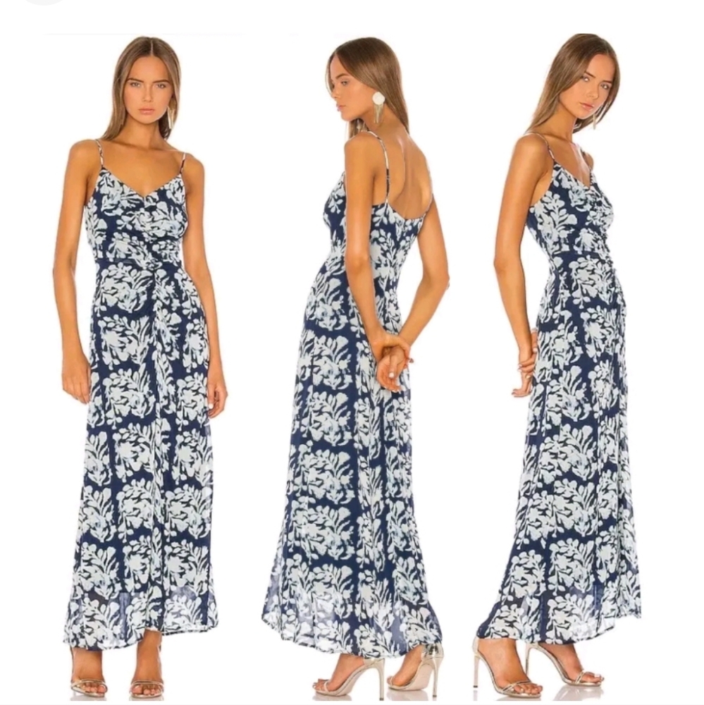 Bailey 44 Blue and White Floral Fresco Maxi Dress Size M